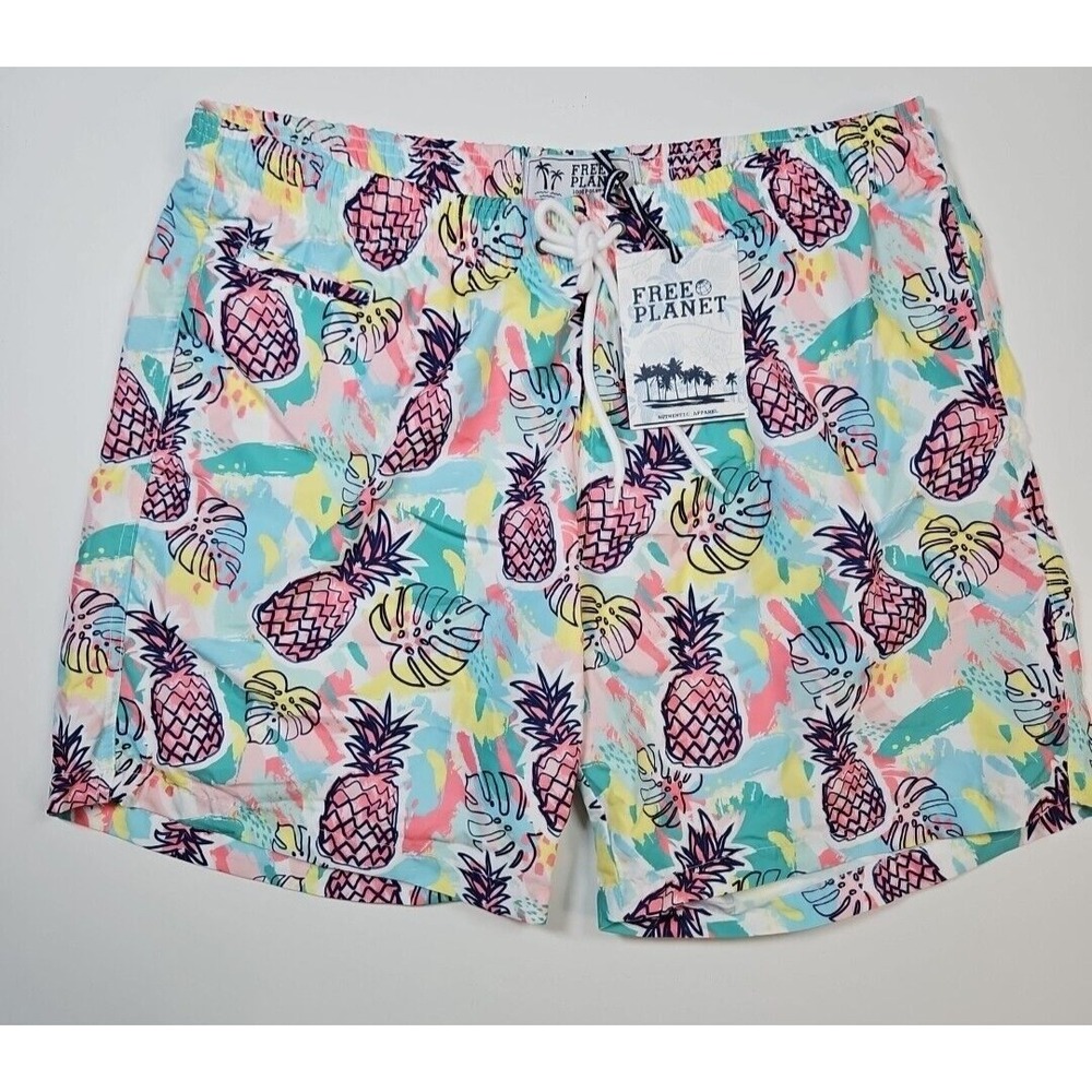 Free Planet Men's Tropical Print Swim Trunks / Board‎ Shorts Size XL